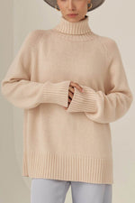 Turtle Neck Raglan Sleeve Sweater Sand for a perfect OOTD – dress to impress outfits from Amexza