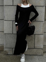Contrast Long Sleeve Maxi Dress