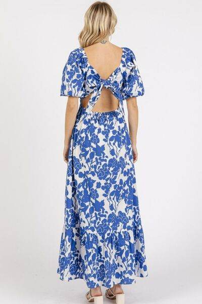 Mittoshop Cutout Back Floral Sweetheart Neck Puff Sleeve Dress for a perfect OOTD – dress to impress outfits from Amexza