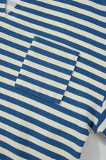 Stripe Chest Pocket Notched Top - Amexza