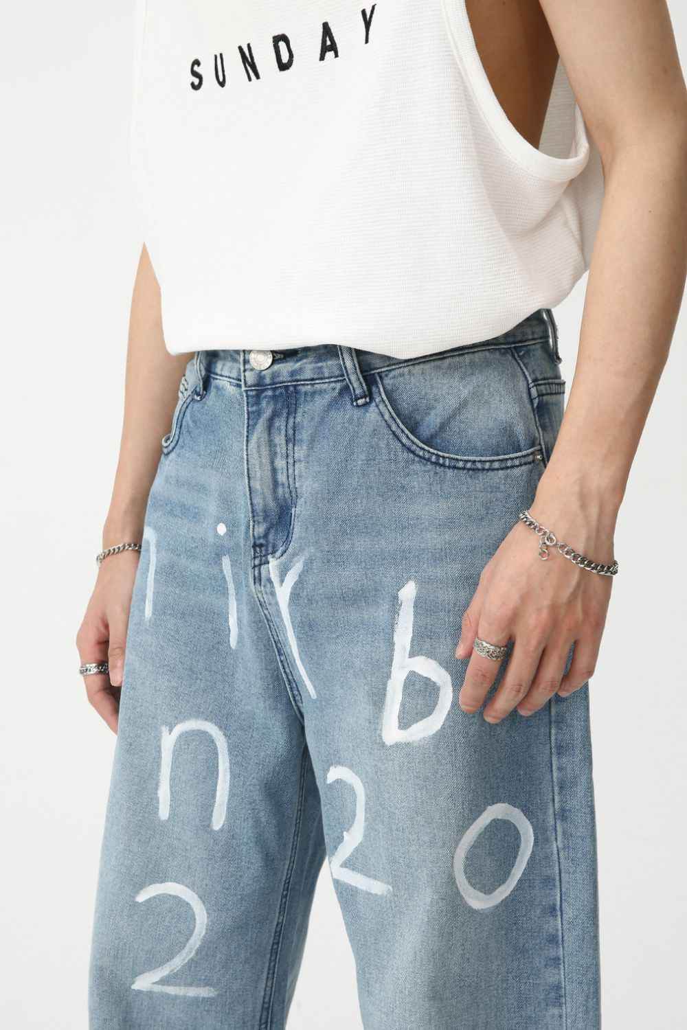 Men's Graffiti Wide Leg Jeans for a perfect OOTD – dress to impress outfits from Amexza