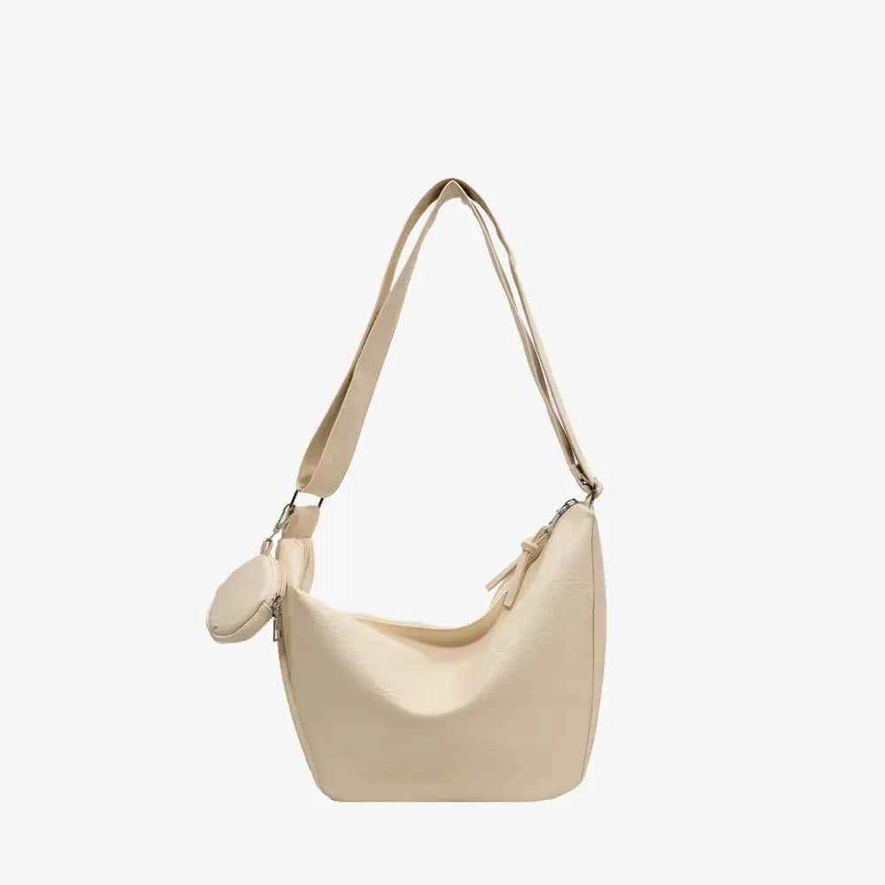 PU Leather Crossbody Bag with Small Purse Ivory One Size for a perfect OOTD – dress to impress outfits from Amexza