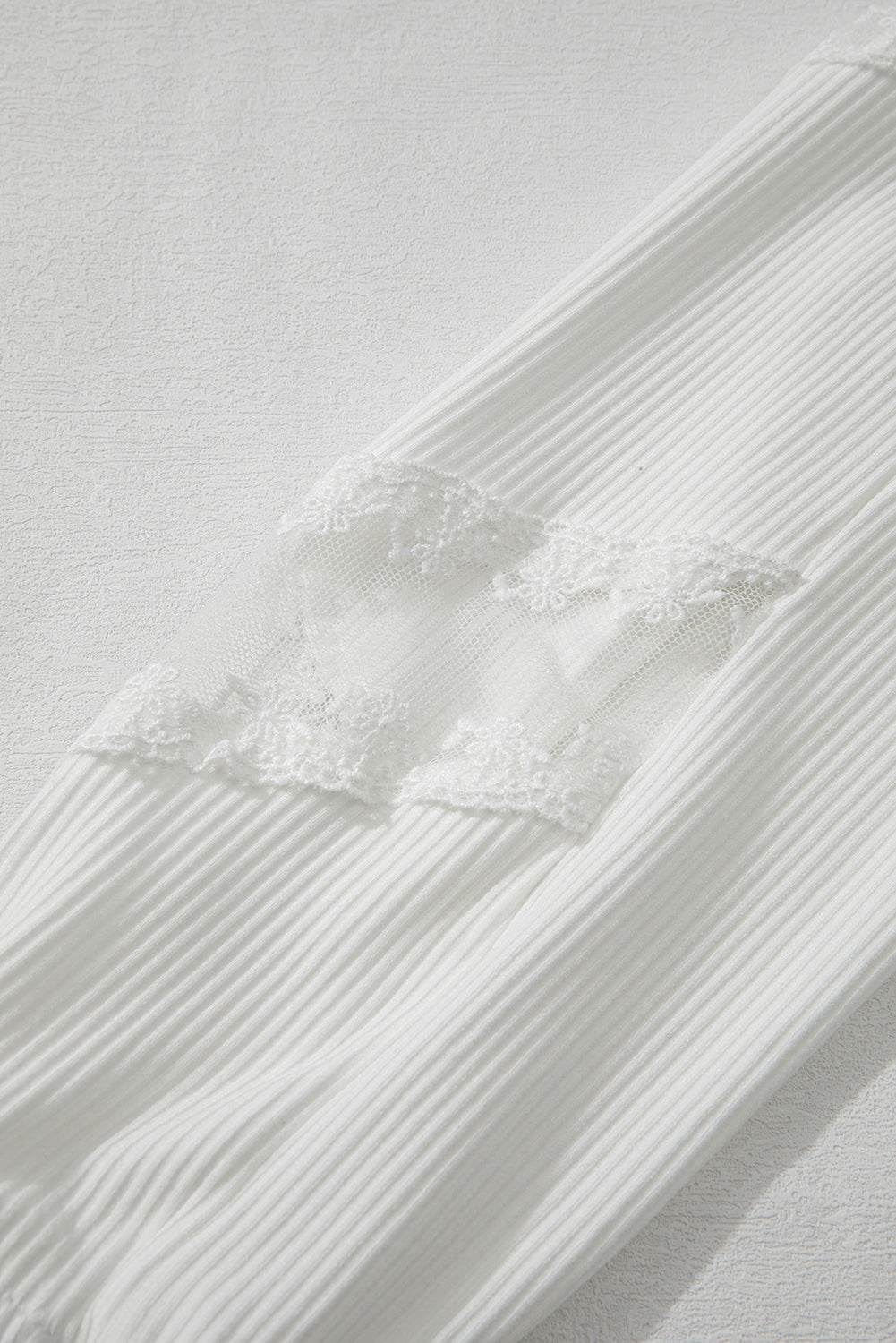 Lace Detail Drop Sleeve Ribbed Top for a perfect OOTD – dress to impress outfits from Amexza