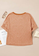 Stud Heart Patch Round Neck Short Sleeve T-Shirt - Amexza