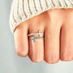 Zircon 925 Sterling Silver Double Cross Bypass Ring for a perfect OOTD – dress to impress outfits from Amexza