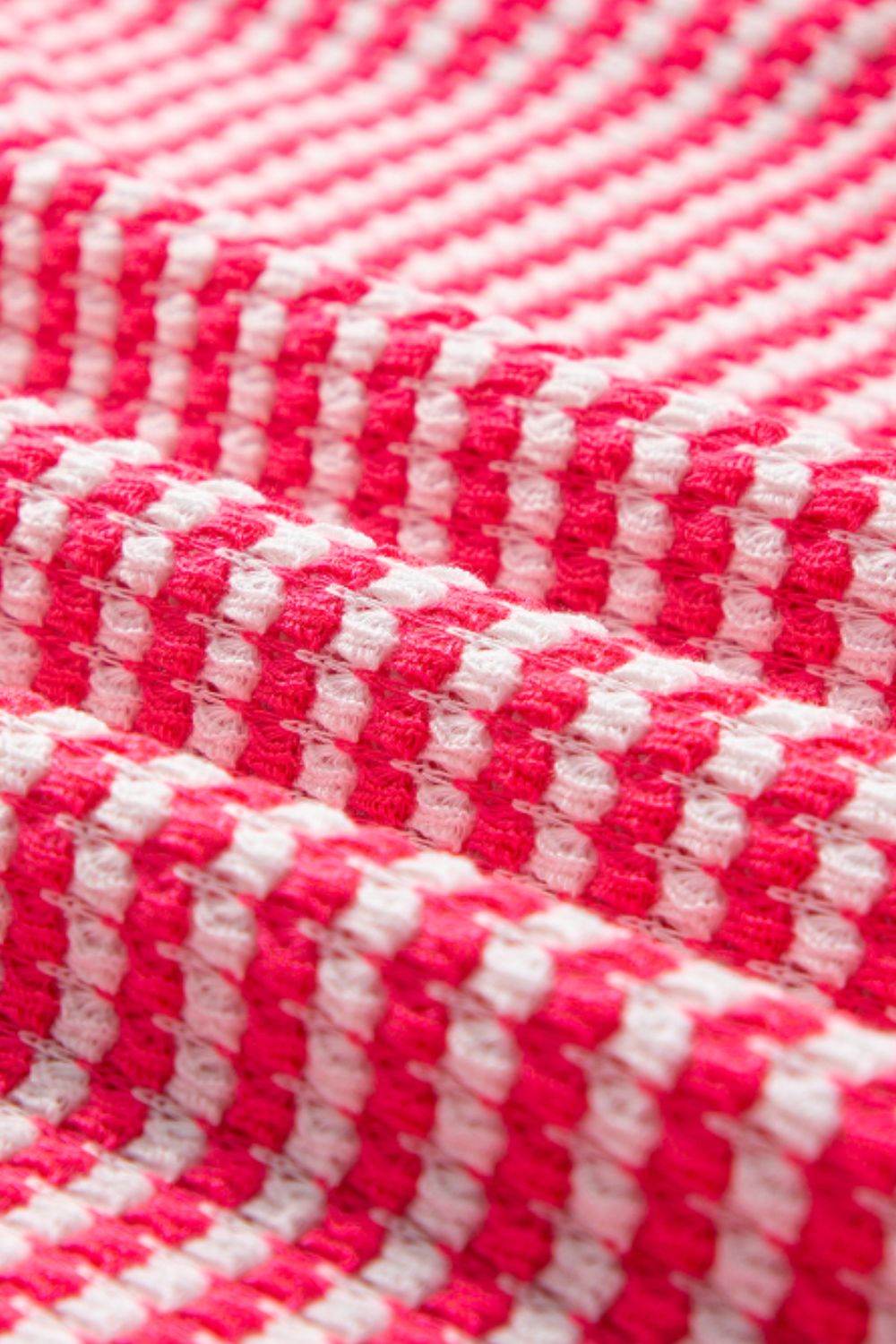 Striped Round Neck Long Sleeve Top - Amexza