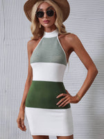 Color Block Halter Neck Knit Dress Green for a perfect OOTD – dress to impress outfits from Amexza