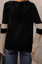 Drawstring Quarter Zip Contrast Long Sleeve Hoodie for a perfect OOTD – dress to impress outfits from Amexza