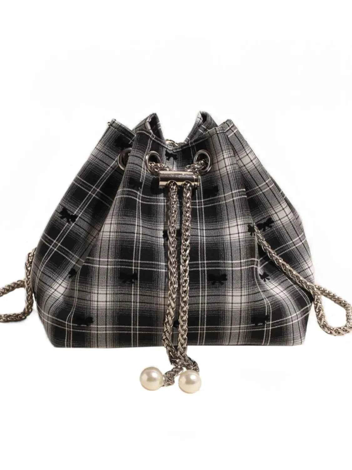 Chain Drawstring Bucket Bag for a perfect OOTD – dress to impress outfits from Amexza