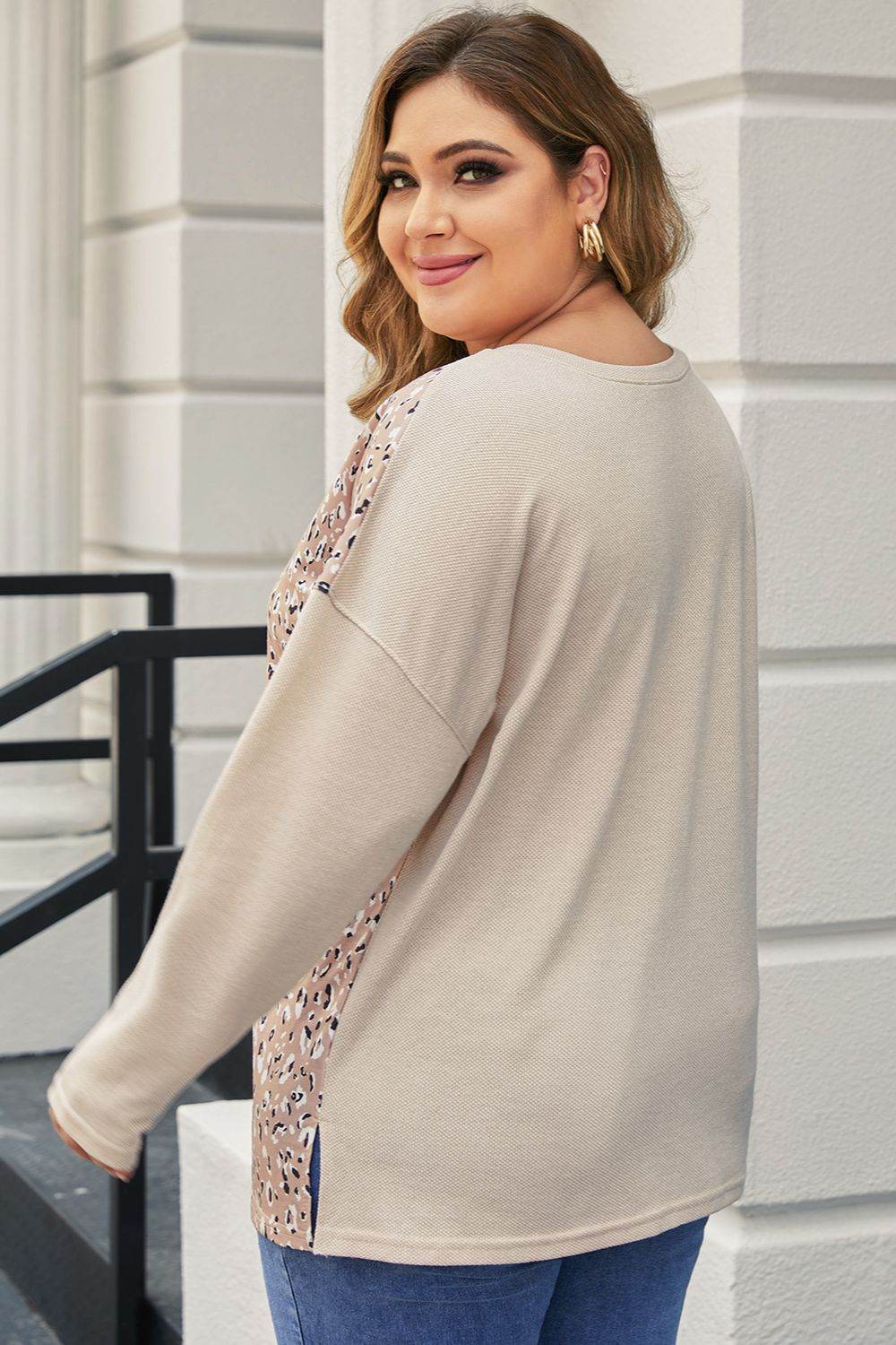 Plus Size Multicolor V-Neck Dropped Shoulder Sweater for a perfect OOTD – dress to impress outfits from Amexza