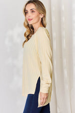 Basic Bae Full Size Ribbed Round Neck Slit T-Shirt - Amexza