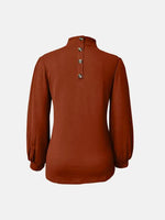 Full Size Mock Neck Long Sleeve T-Shirt - Amexza