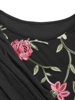 Floral Mesh Sleeve Ruched Maxi Dress