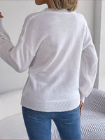 Cable-Knit Buttoned V-Neck Sweater for a perfect OOTD – dress to impress outfits from Amexza