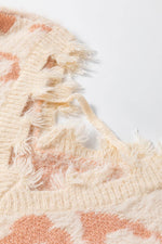 Distressed Trim Leopard V-Neck Sweater for a perfect OOTD – dress to impress outfits from Amexza