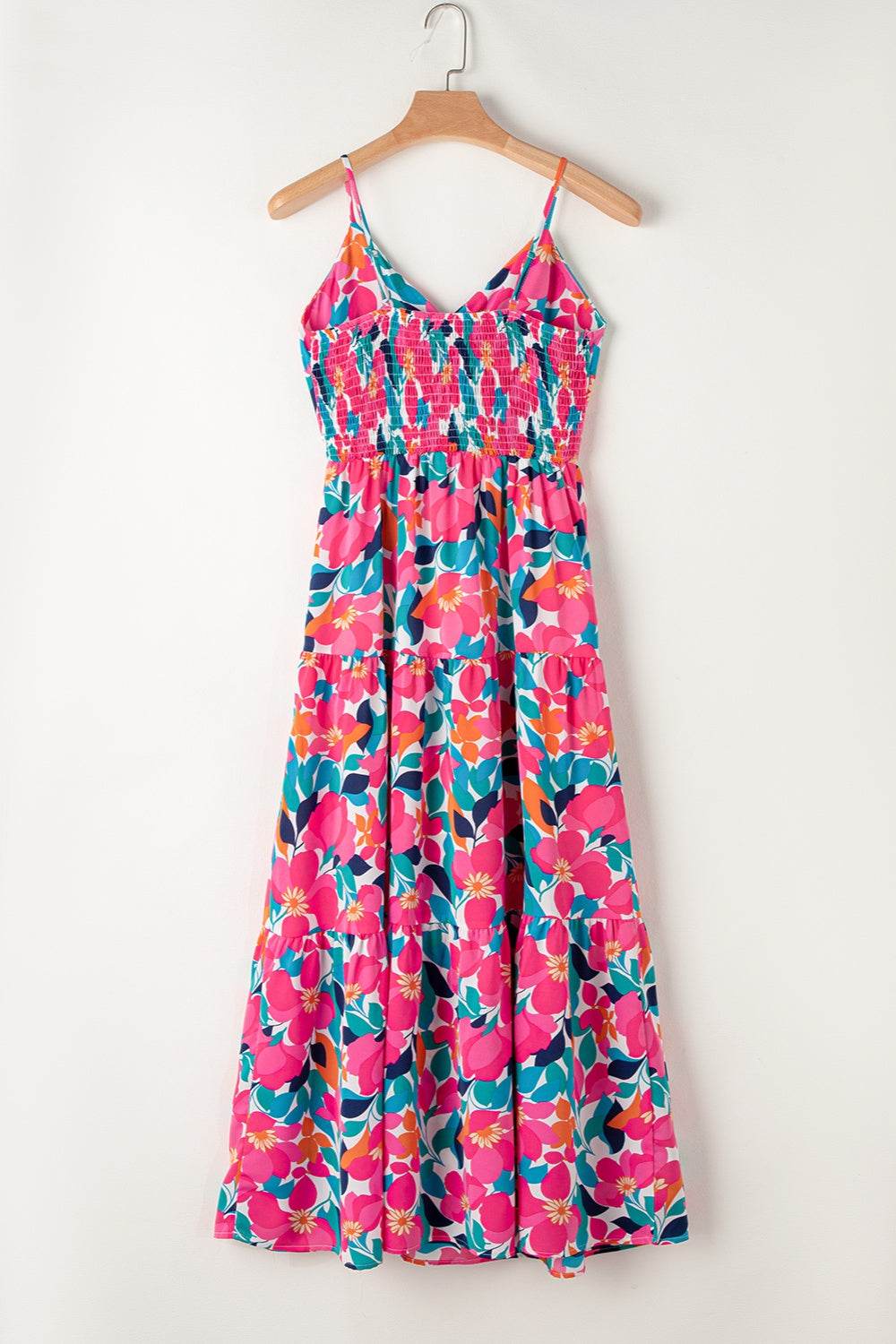 Printed V-Neck Maxi Cami Dress - Amexza
