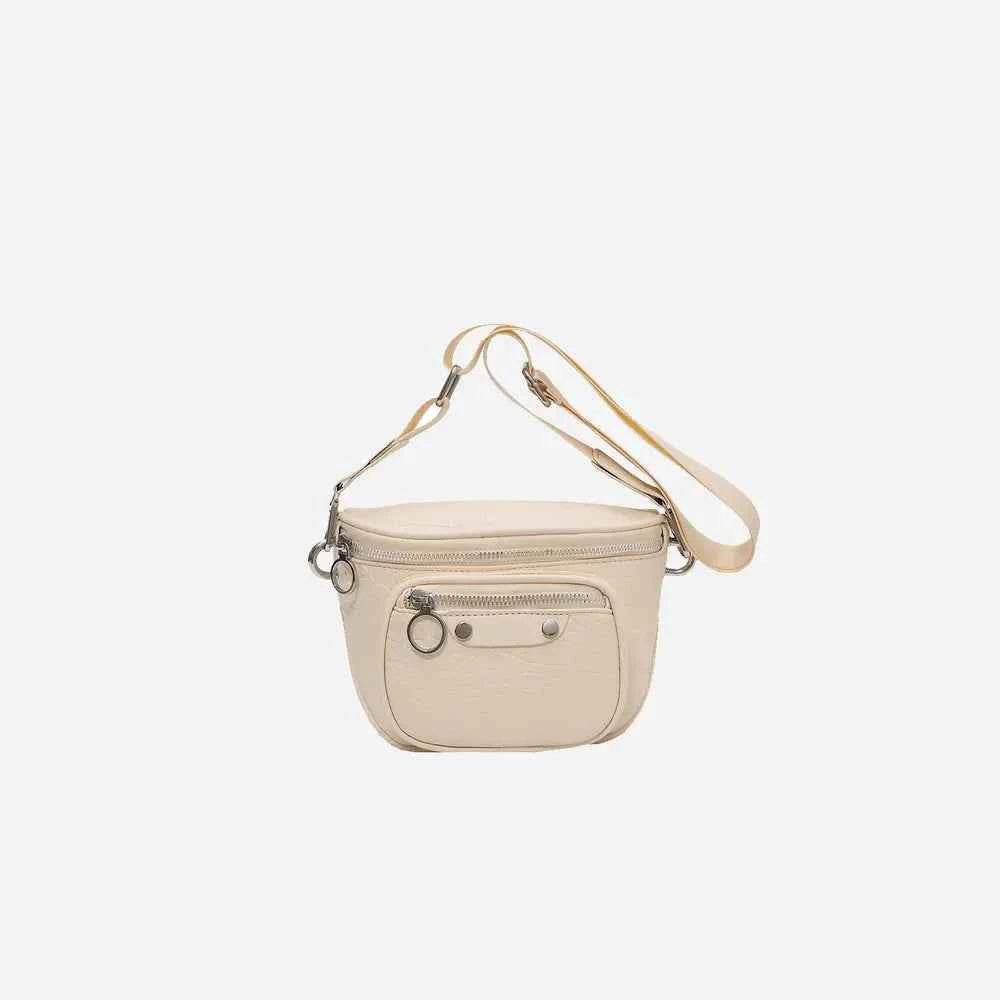 Texture PU Leather Crossbody Bag Beige One Size for a perfect OOTD – dress to impress outfits from Amexza