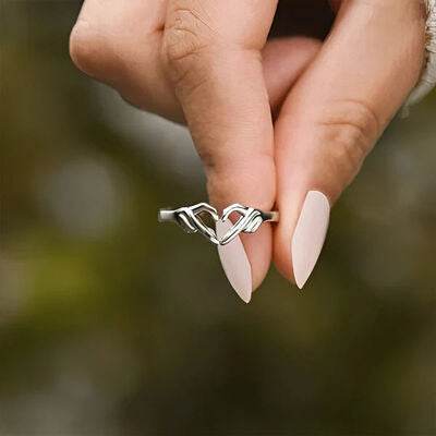 Hand Heart Shape 925 Sterling Silver Open Ring for a perfect OOTD – dress to impress outfits from Amexza