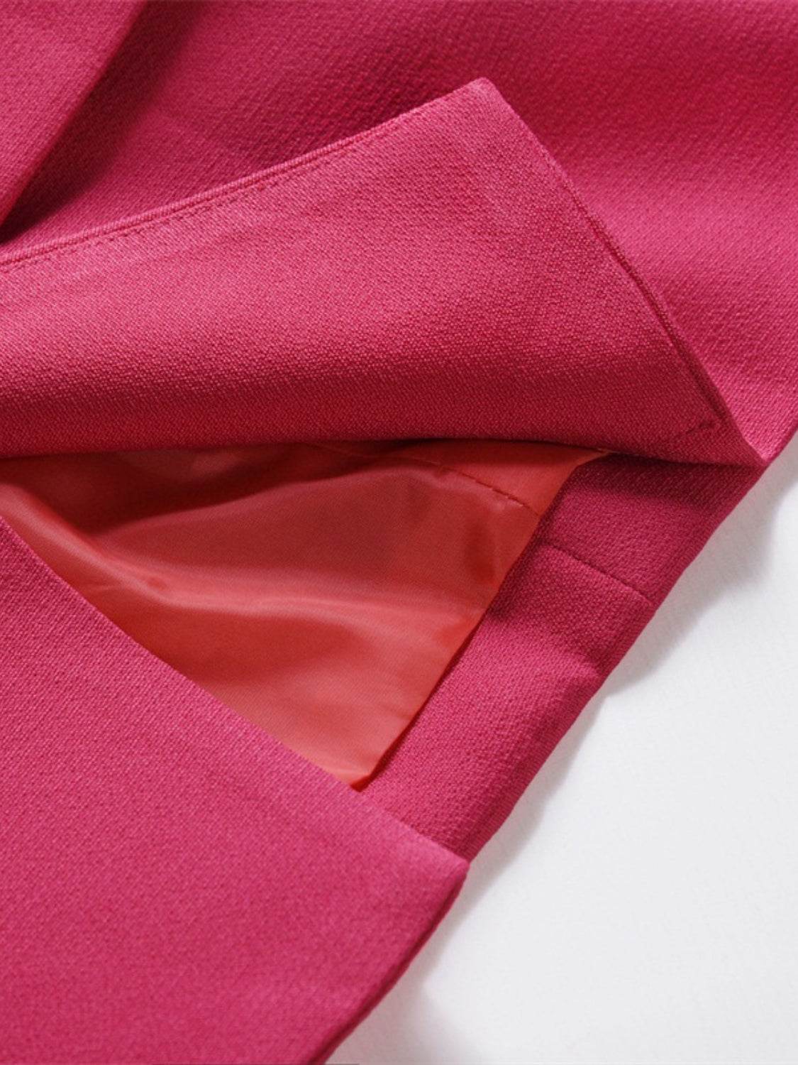 Lapel Collar Long Sleeve Blazer - Amexza