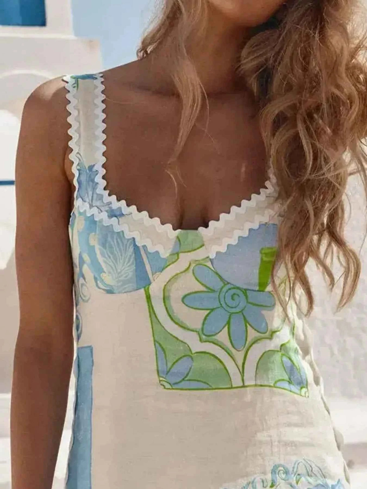 Tied Back Printed Maxi Dress