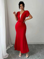 Petal Sleeve Mermaid Maxi Dress