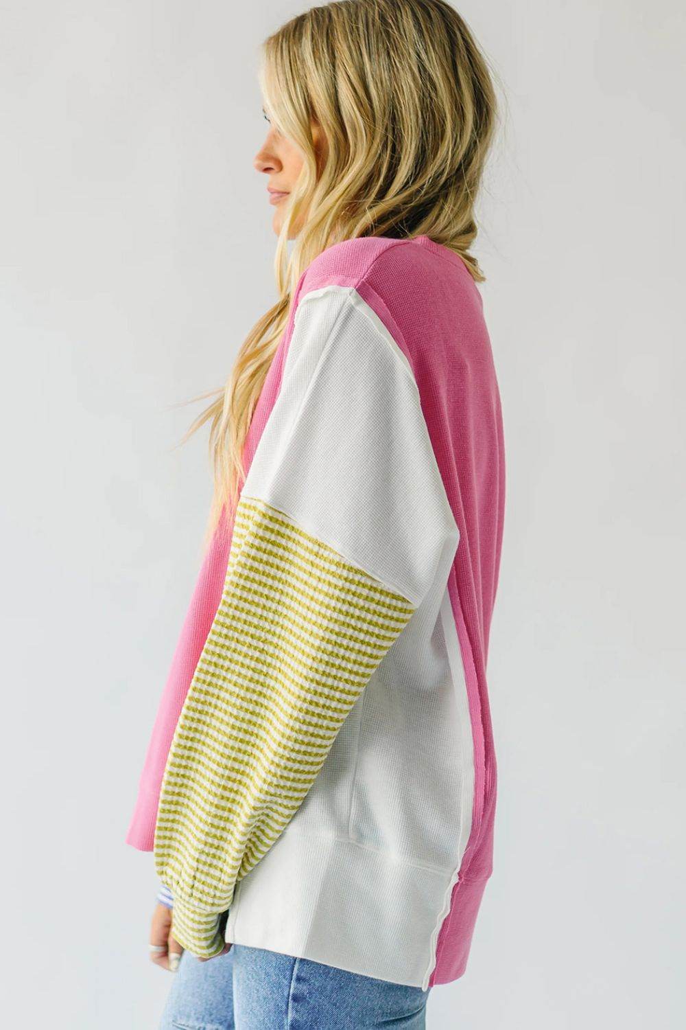 Exposed Seam Contrast Long Sleeve Sweatshirt for a perfect OOTD – dress to impress outfits from Amexza