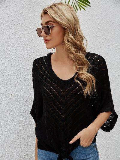 Openwork Batwing Sleeve Cover-Up for a perfect OOTD – dress to impress outfits from Amexza