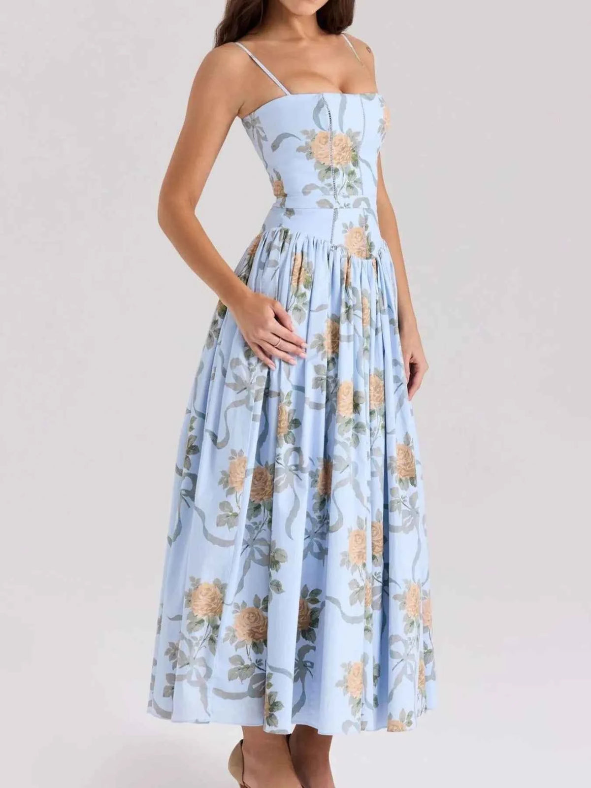 Floral Print Square Neck Cami Maxi Dress