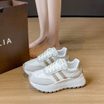 Side Striped Lace Up Platform Athletic Sneakers Beige for a perfect OOTD – dress to impress outfits from Amexza