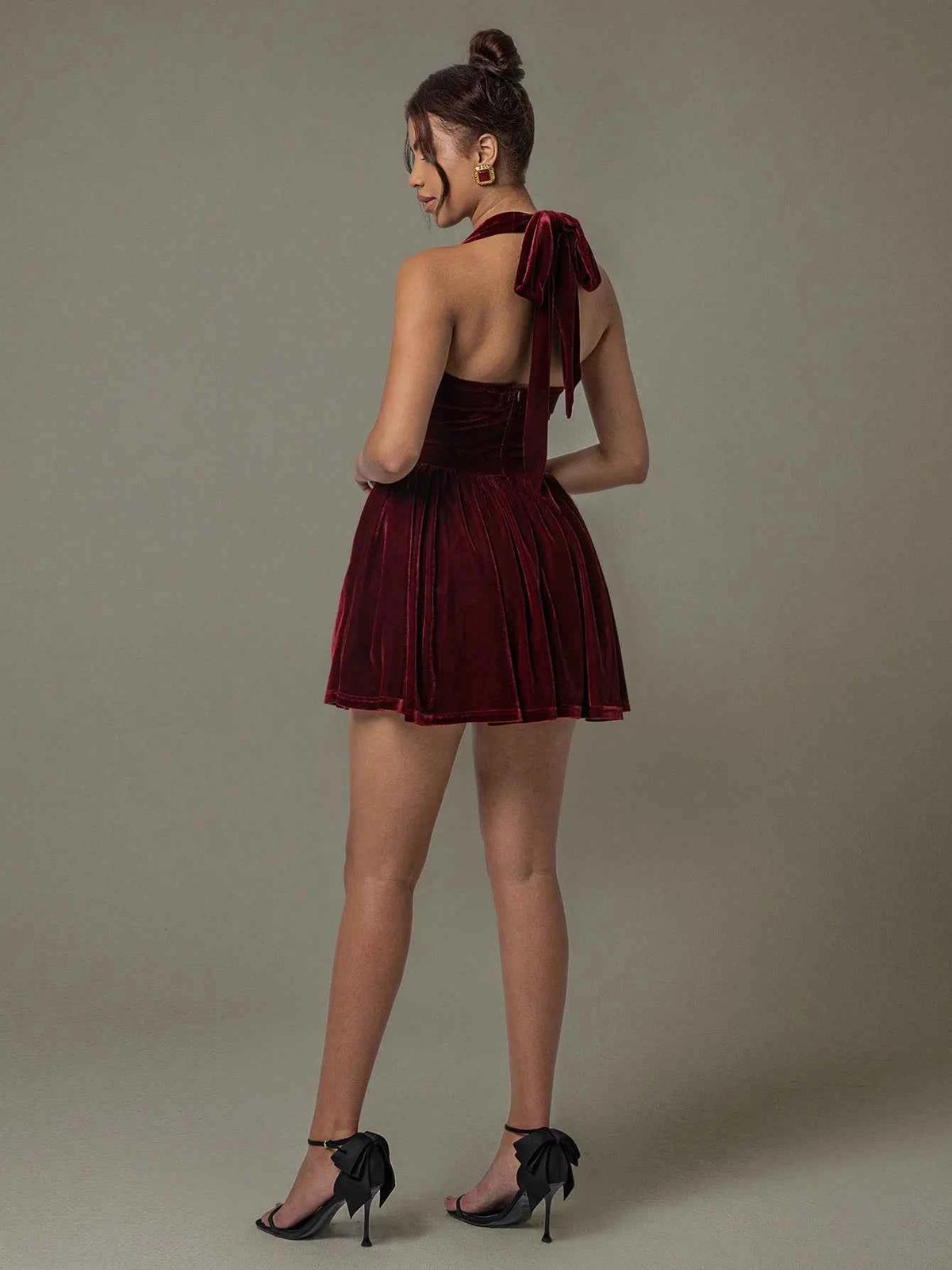 Velvet Halter Skater Dress