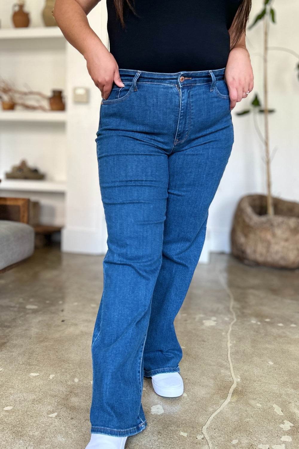 Judy Blue Full Size High Rise Straight Jeans - Amexza