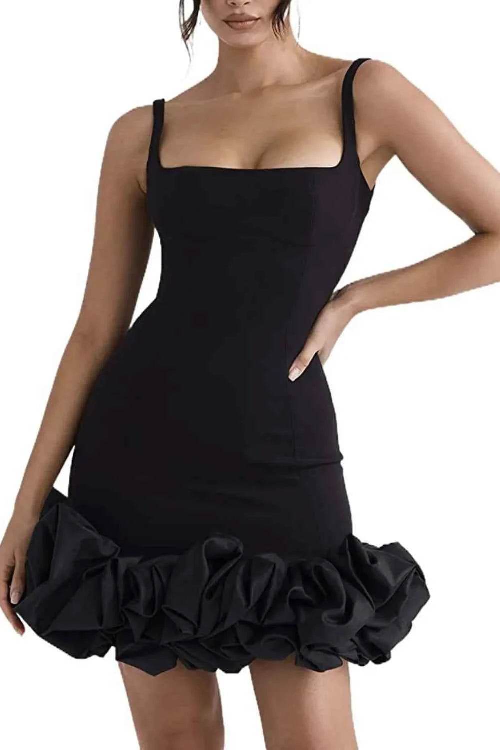 Ruched Square Neck Sleeve Mini Dress for a perfect OOTD – dress to impress outfits from Amexza