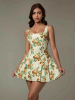 Floral Sleeveless Mini Pleated Dress for a perfect OOTD – dress to impress outfits from Amexza