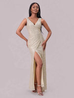 Slit Sequin Surplice Sleeveless Maxi Dress for a perfect OOTD – dress to impress outfits from Amexza
