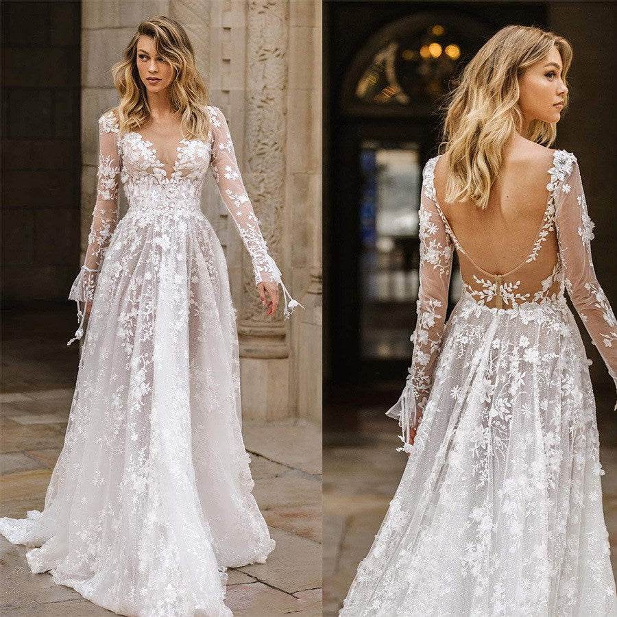 Wedding Dress Sexy Lace Long Sleeve Dress Evening Dress for a perfect OOTD – dress to impress outfits from Amexza