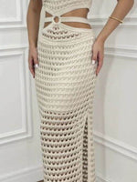 Cutout Slit Round Neck Sweater Dress for a perfect OOTD – dress to impress outfits from Amexza