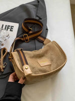 Suede Adjustable Strap Shoulder Bag Camel One Size for a perfect OOTD – dress to impress outfits from Amexza