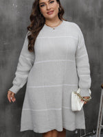 Plus Size Round Neck Long Sleeve Sweater Dress for a perfect OOTD – dress to impress outfits from Amexza