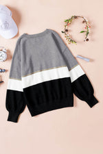 Color Block V Neck Long Sleeve Sweater for a perfect OOTD – dress to impress outfits from Amexza