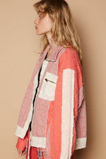 POL Floral Patchwork Zip Up Long Sleeve Jacket - Amexza