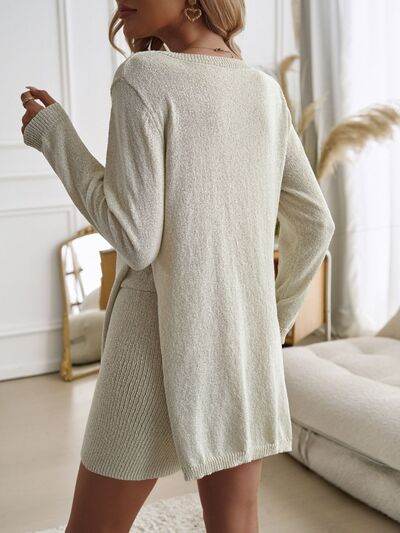 Devine Slit Round Neck Top and Shorts Sweater Set for a perfect OOTD – dress to impress outfits from Amexza