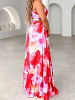 Printed One Shoulder Asymmetrical Maxi Dress