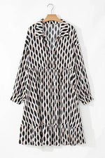 Plus Size Printed Johnny Collar Long Sleeve Dress for a perfect OOTD – dress to impress outfits from Amexza