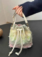 Drawstring Raw Edge Bucket Bag Style E One Size for a perfect OOTD – dress to impress outfits from Amexza