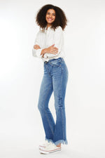 High Rise Frayed Hem Jeans - Amexza