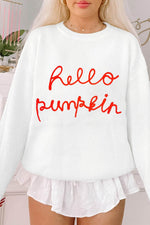 HELLO PUMPKIN Round Neck Long Sleeve Sweater for a perfect OOTD – dress to impress outfits from Amexza