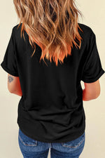 Letter Graphic Round Neck Short Sleeve T-Shirt - Amexza