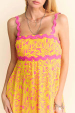 Davi & Dani Geo 2 Tone Printed Wavi Trim Tiered Maxi Dress for a perfect OOTD – dress to impress outfits from Amexza