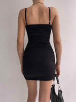 Twisted Ruched Spaghetti Strap Dress - Amexza