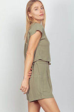 VERY J Woven Cropped Top & Waist Tie Shorts Set for a perfect OOTD – dress to impress outfits from Amexza